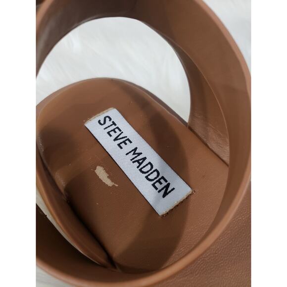 NEW NO BOX Steve Madden Tristian‎ Sandal BROWN Leather Minimalist Old Money - Picture 5 of 8
